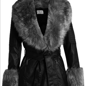 Gorgeous black and grey faux fur coat